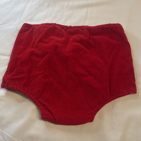 Vintage Baby Girls/Boys Toddler Big Kid Diaper Cover Bloomers Red Velvet Snaps - Picture 4 of 7